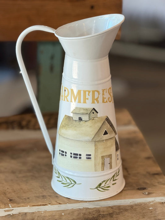 11" Tin "Farm Fresh" Pitcher - The Mustard Seed Collection, The Seed