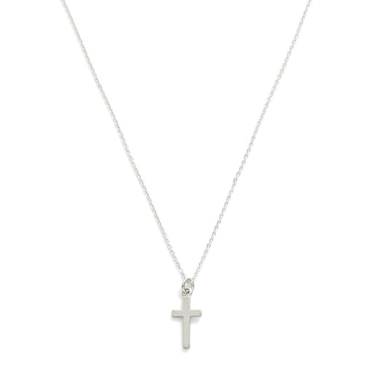 Dainty Chain Link Necklace Featuring Cross Pendant Silver