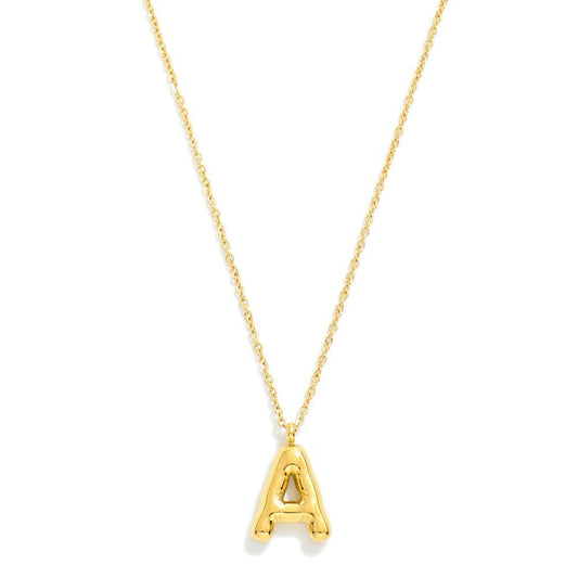 Dainty Stainless Steel Chain Link Necklace Featuring Bubble Balloon Initial Pendant