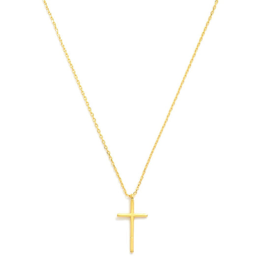 Dainty Gold Dipped Chain Link Necklace Featuring Cross Pendant Gold