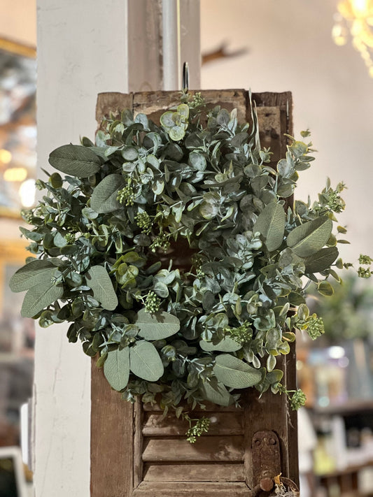 16" Green Leaf Wreath / Candle Ring - The Mustard Seed Collection, The Seed