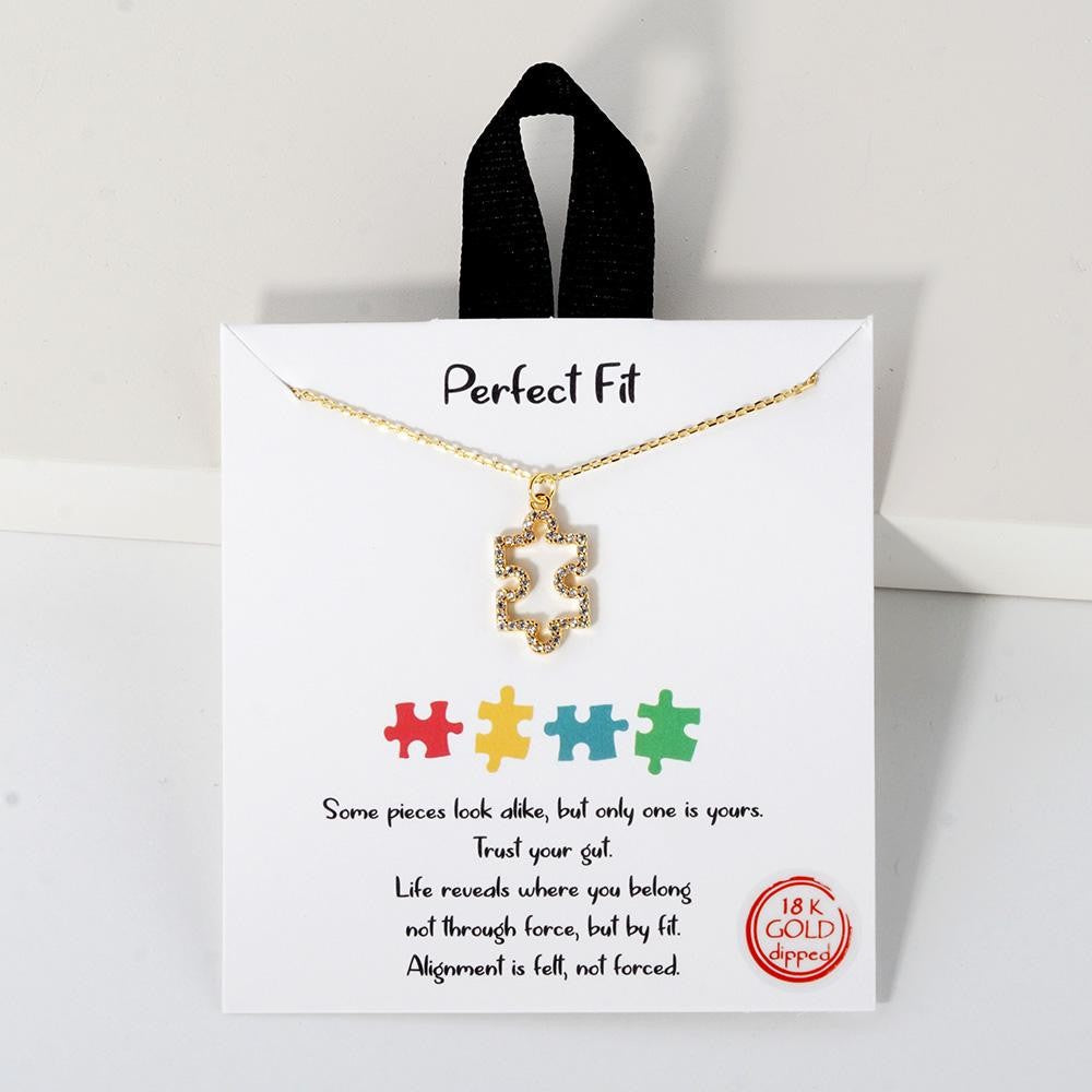 Perfect Fit Puzzle Piece Necklace Gold