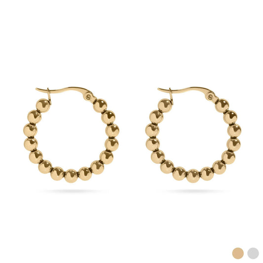 18K Gold PVD Stainless Steel Circle Ball Hoop Earrings: Gold WJW