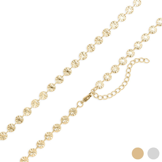 18K Gold PVD Stainless Steel Sunburst Chain Necklace: Gold / 16+2" WJW