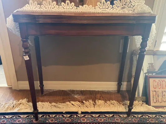 Antique Mahogany Flip-Top Console Table — Transformable Dining / Game Table