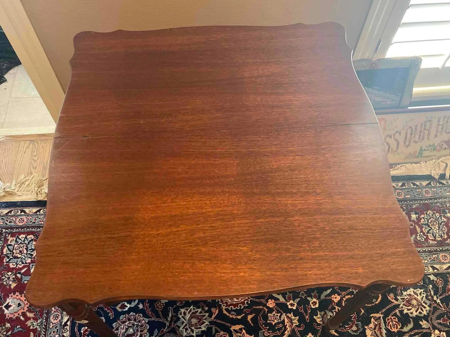 Antique Mahogany Flip-Top Console Table — Transformable Dining / Game Table