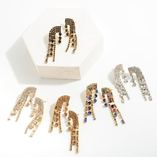 Flowing Rhinestone Drop Earrings