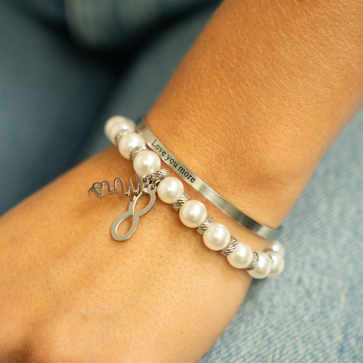 18K Gold PVD Stainless Steel Love you more Bracelet: Stainless WJW