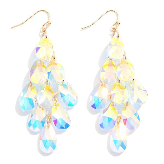 Crystal Glass Crystal Chandelier Tassel Drop Earrings Crystal