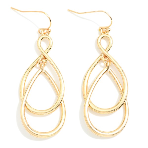 Gold Linked Metal Loops Drop Earrings Gold