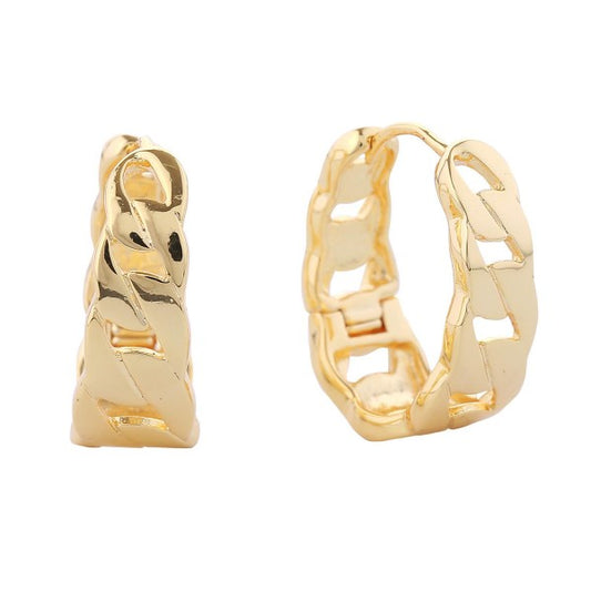 Gold Gold Dipped Chain Link Hinge Oval Hoop Earrings Gold