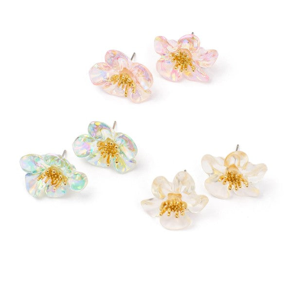 Acetate Flower Post Drop Earrings