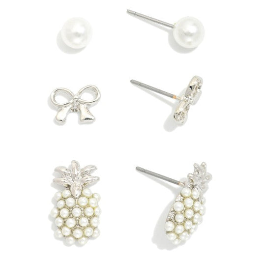 Silver Tone Stud Earrings