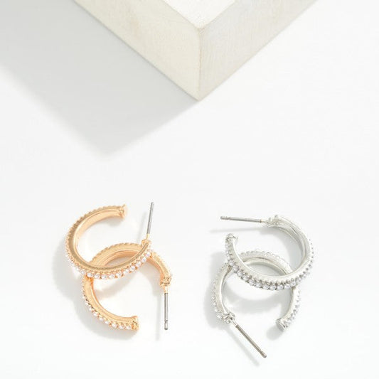 Pearl Studded Hoop Earrings