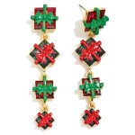 Linked Christmas Present Drop Earrings