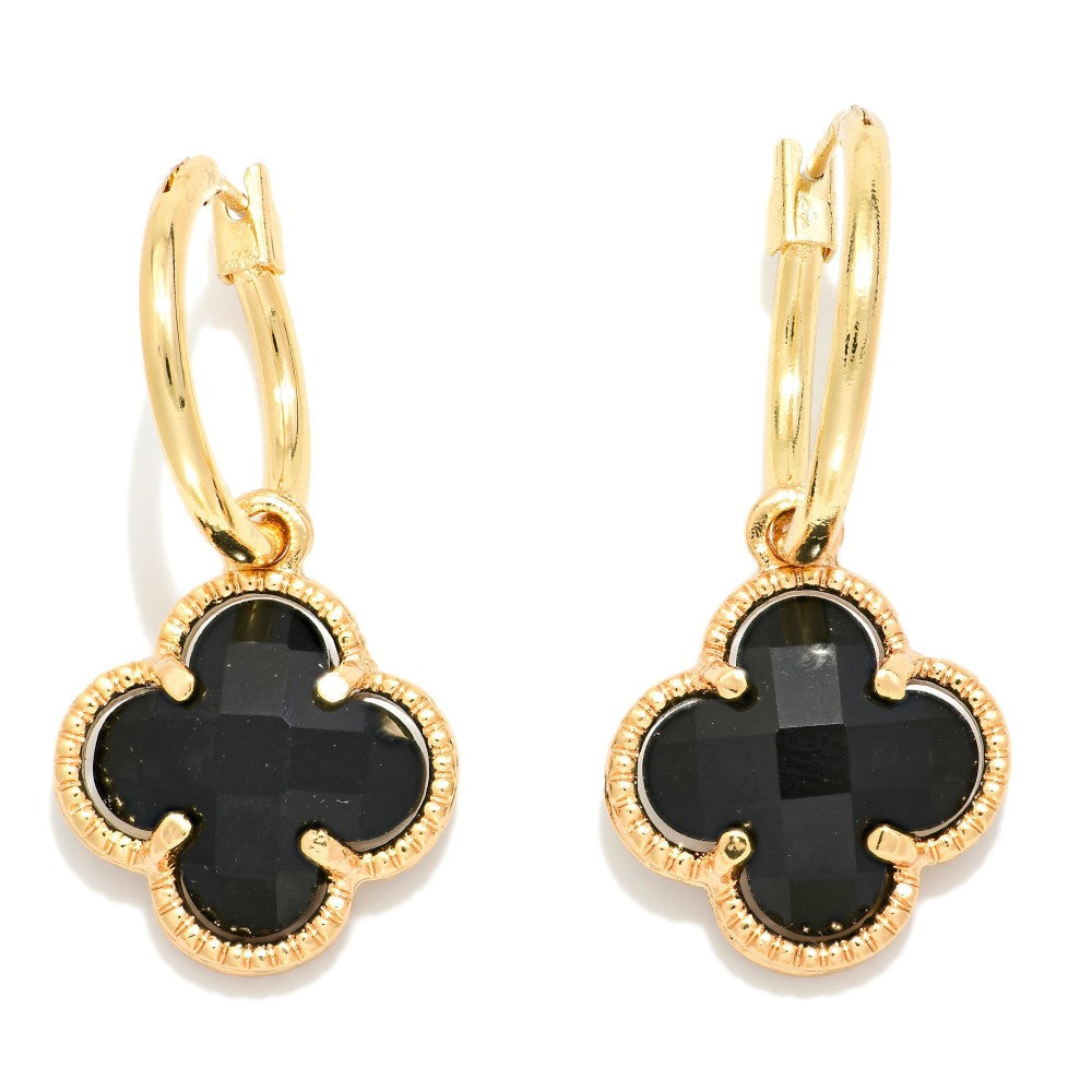 Metal Tone Hoop Earrings Featuring Glass Crystal Dangle Detail JUDSON