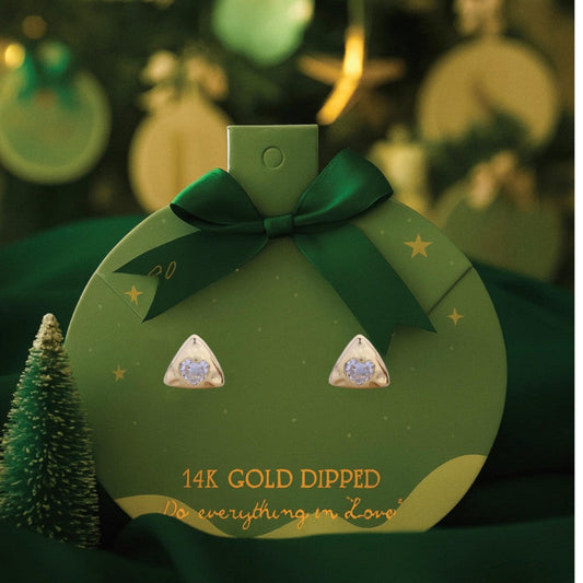 Do Everything In Love Hammered Metal Triangle Drop Earrings Featuring Rhinestone Detail