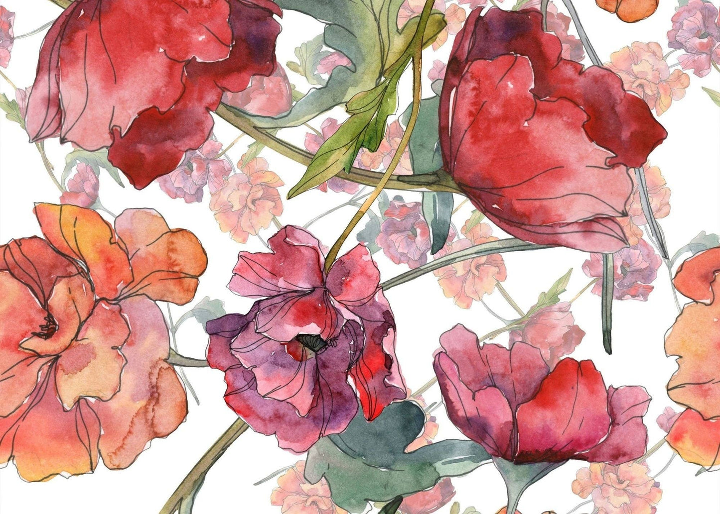 3 - 11"x11" Watercolour soft Florals/flowers decoupage paper - The Mustard Seed Collection, The Seed