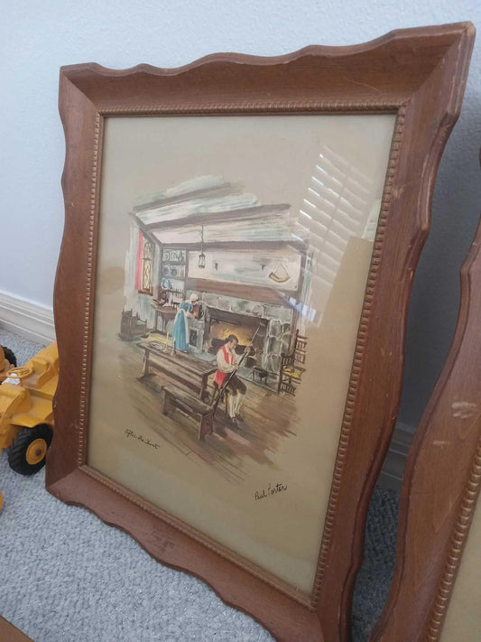 Pair of Vintage Framed Prints by Paul Porter