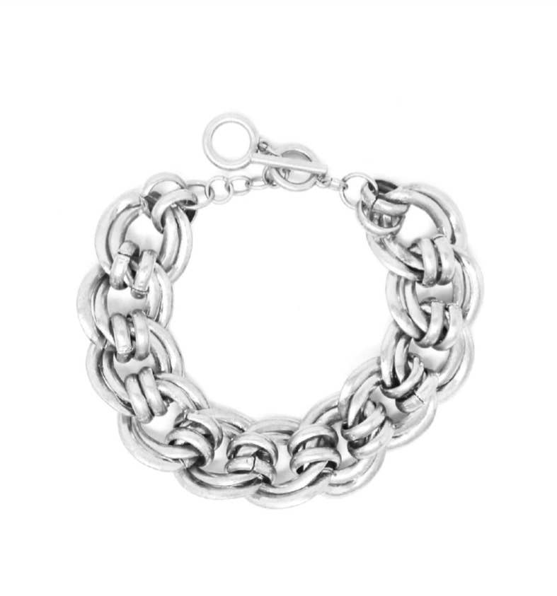 Bracelet Large Link w/Toggle Matte Silver