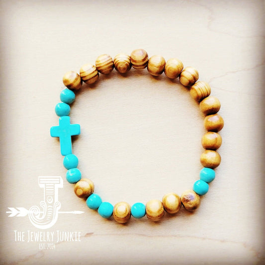 Bracelet Bar - Wood & Blue Turquoise Beaded Bracelet