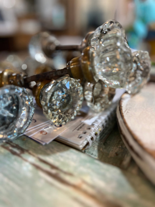 Antique Crystal Door Knob Set