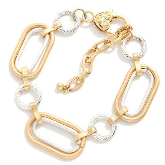 Layered Two Tone Oval Link Bracelet