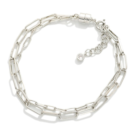 Layered Paperclip Chain Magnetic Chain Link Bracelet Silver