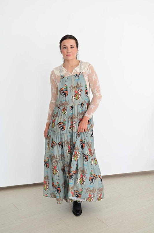 Sage Howdy Overall Dress