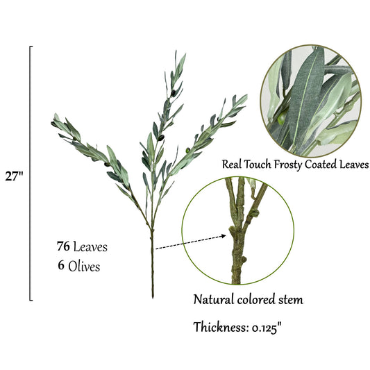 32" Real Touch Premium Quality Olive Branch Leaf Fruit Spray
