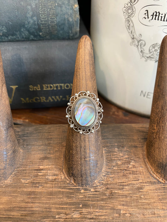 Vintage Sterling Abalone Ring