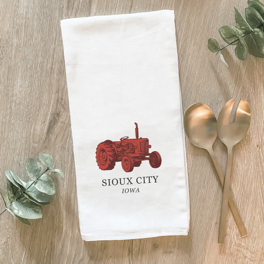 Farm Tractor City and State - Cotton Tea Towel