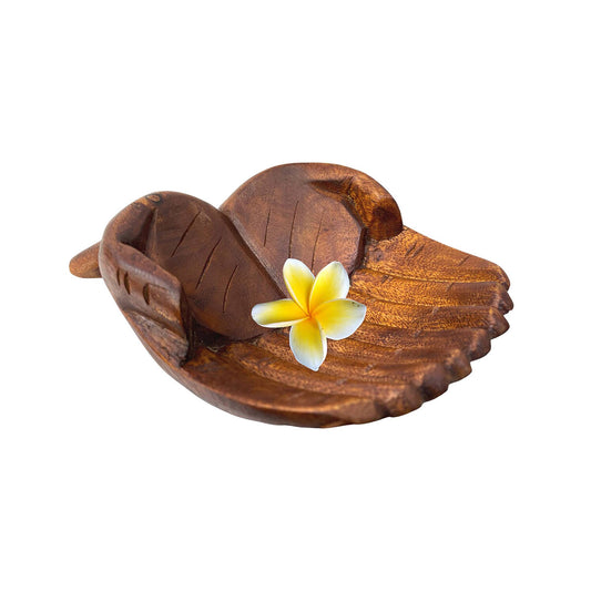 Wooden Helping Hands Cupped Offering Display Bowl Stand