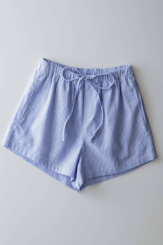 Breezy Striped Cotton-Blend Drawstring Shorts: BLUE / S-2/M-2/L-2