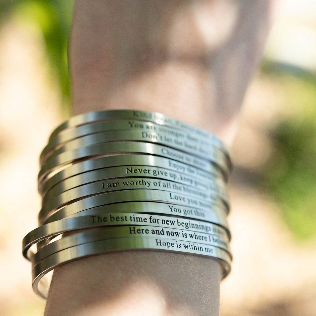 18K Gold PVD Stainless Steel Every day is Engraved Bracelet: Gold WJW