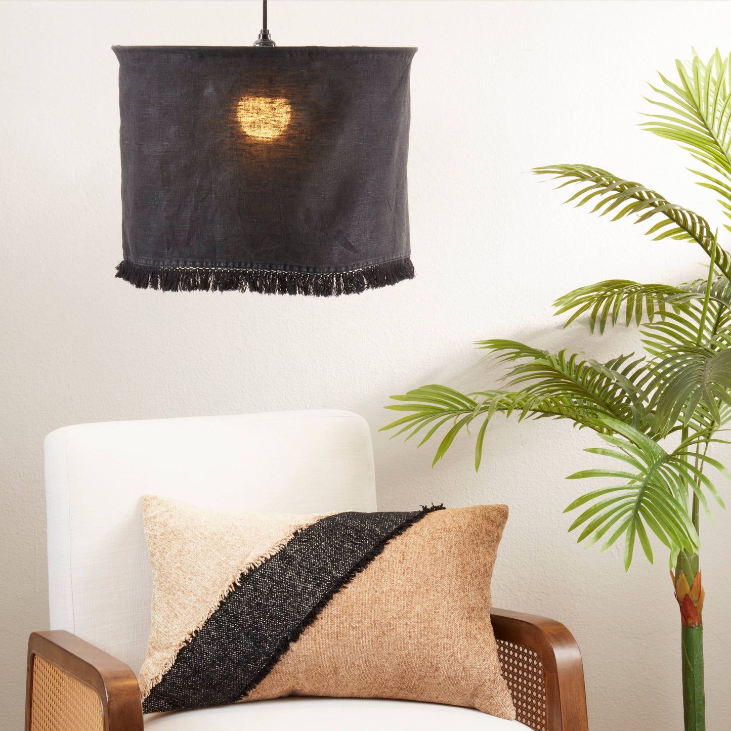 Stonewashed Fringe Lamp Shade: Natural / 12"x18"
