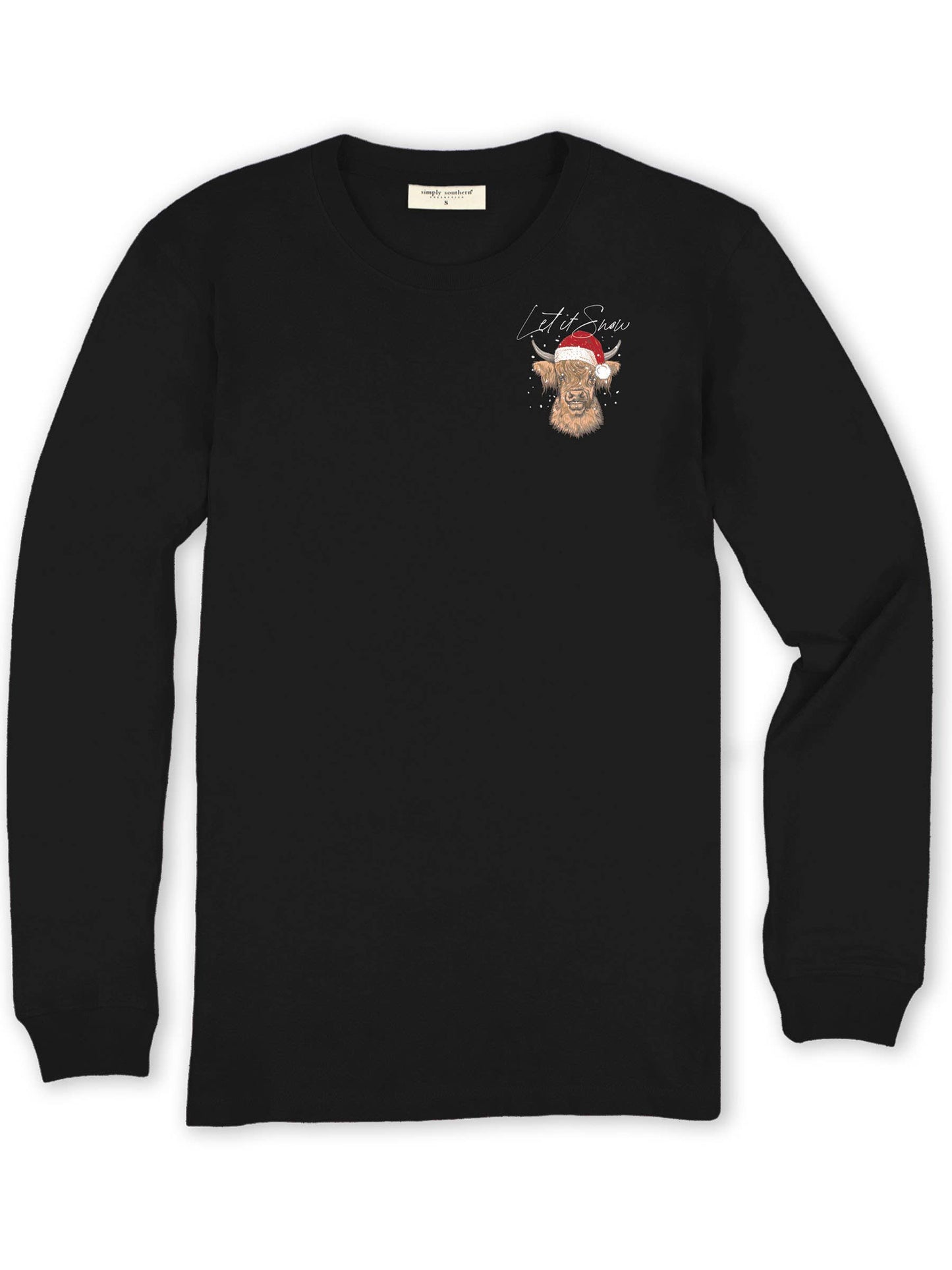 Highland Cow Let it Snow Long Sleeve-BLACK: BLACK: M