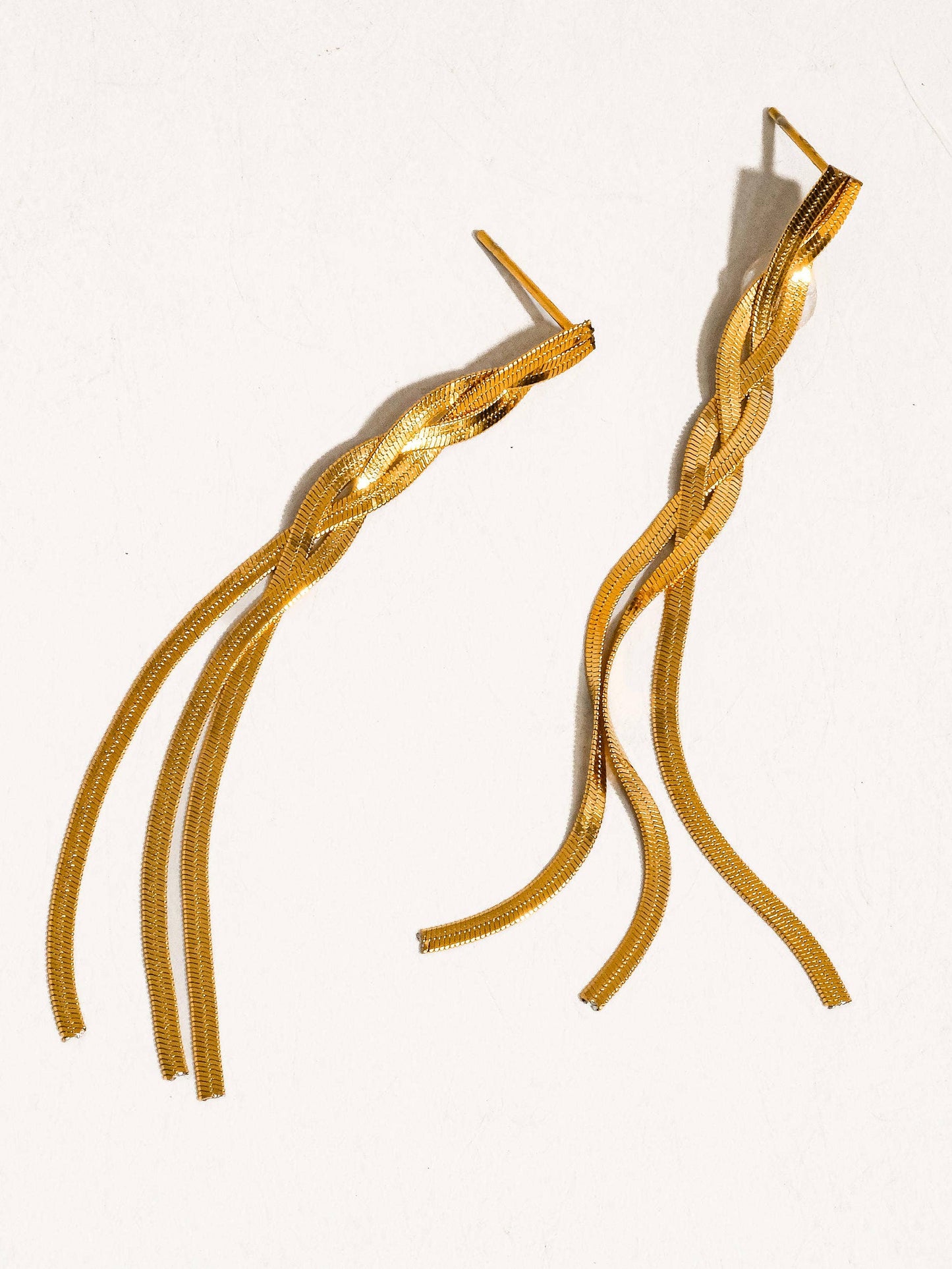 Zed 18K Gold Non-Tarnish Braided Tassel Earring: Yellow Gold