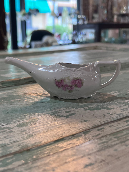 Antique Baby Invalid Feeder Cup Pink Green Gold Porcelain 195/7528B