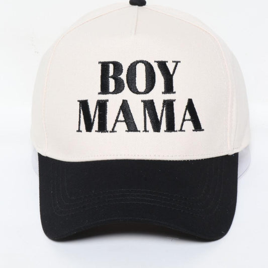 BOY MAMA' Embroidered Two Tone Baseball Cap Black