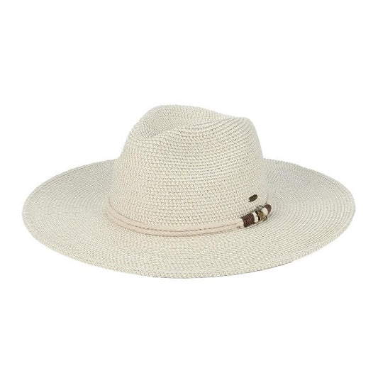 Wide Brim Sunhat With Anchor Rope Trim Band Cream