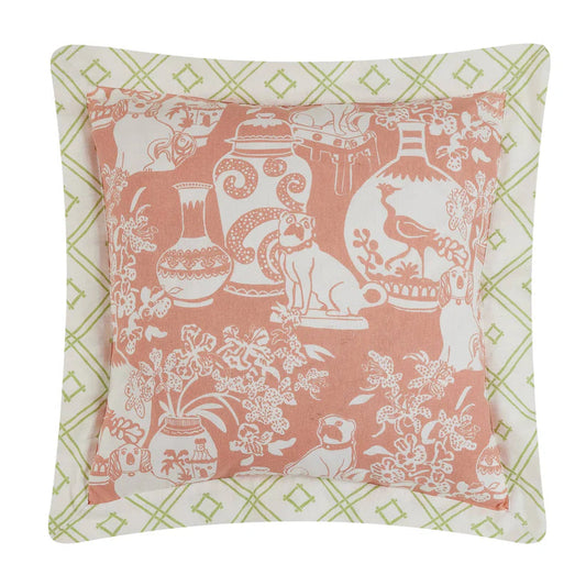 Dog Vase Rose Printed Pillow