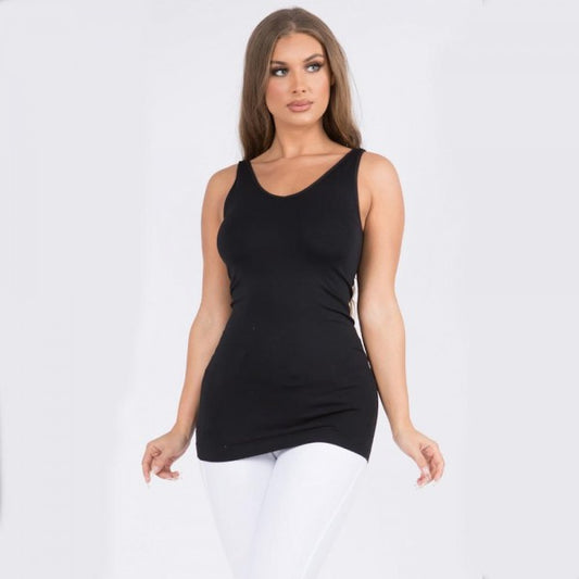 Women's Seamless Reversible V-Neck Tank Top Black