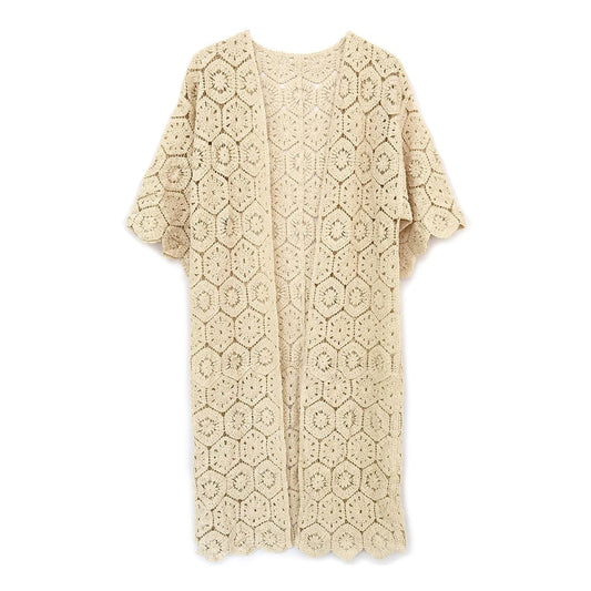 Hexagon Crochet Kimono Ivory