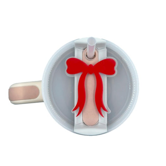 Red Acetate Bow Tumbler Topper Red