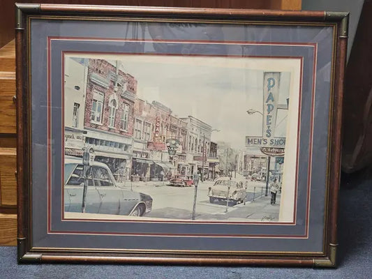 Framed and Matted Vintage Mainstreet picture, H. Stahl