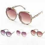 Oversize Round Sunglasses With Gold Details