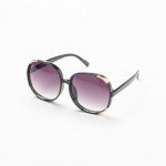 Oversize Round Sunglasses With Gold Details Solid Black and Gold