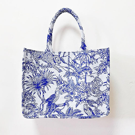 Oriental Print Tote Bag Blue