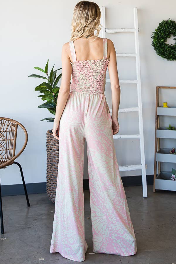 Casual Chic Smocked Cami Jumpsuit for Women: Blush/Lime